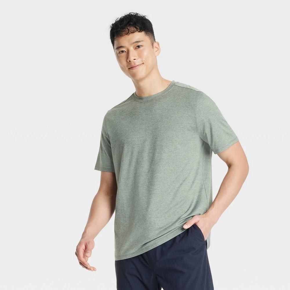 Men's Relaxed Fit Soft Stretch T-Shirt All in Motion Green S: UPF 50+